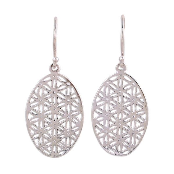 Alternate image for Everyday Classic Oval Sterling Silver Dangle Earrings Matrix Web