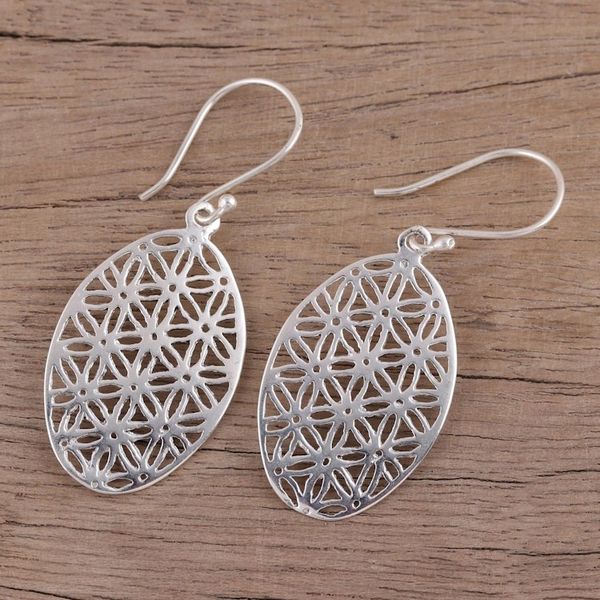 Alternate image for Everyday Classic Oval Sterling Silver Dangle Earrings Matrix Web