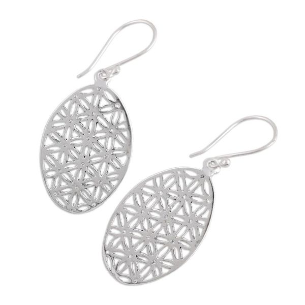 Alternate image for Everyday Classic Oval Sterling Silver Dangle Earrings Matrix Web