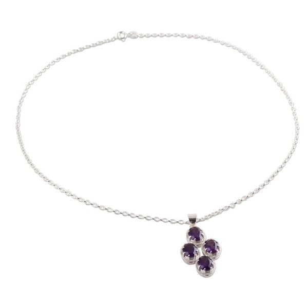 Alternate image for Amethyst and Sterling Silver Pendant Necklace from India Morning Lilac