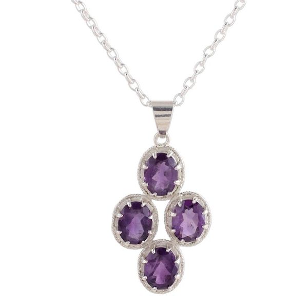Alternate image for Amethyst and Sterling Silver Pendant Necklace from India Morning Lilac