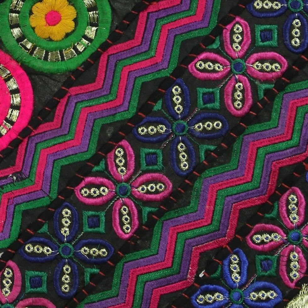 Recycled Patchwork Floral Wall Hanging from India 'Floral Concierto'