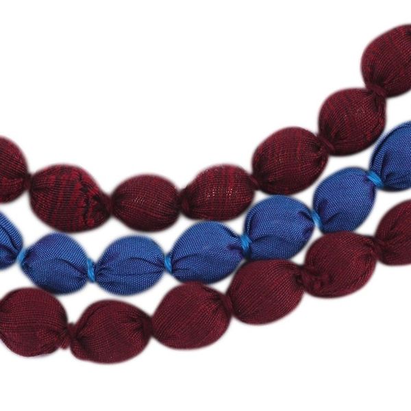 Alternate image for Indian Three Strand Fabric Wrapped Beaded Necklace Kolkata Glamour