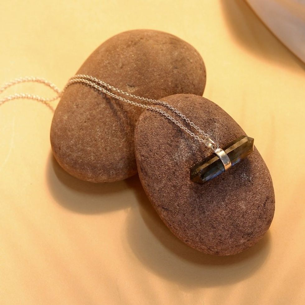 Pendant Necklace with Labradorite and Sterling Silver 'Crystal Energy'