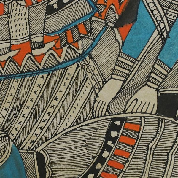Alternate image for Ramayana Theme Signed India Madhubani Folk Art Painting The Resting Place