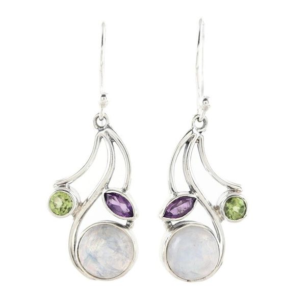 Alternate image for Multi-Gemstone Dangle Earrings from India Triple Fascination