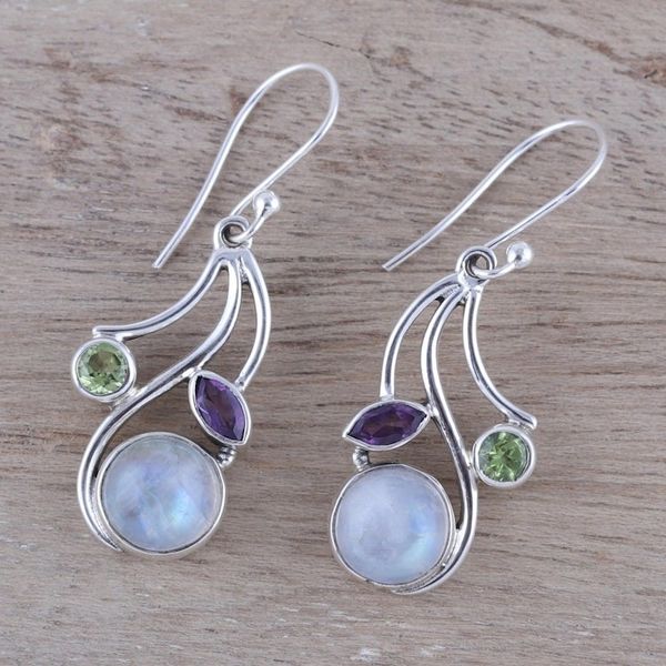 Alternate image for Multi-Gemstone Dangle Earrings from India Triple Fascination