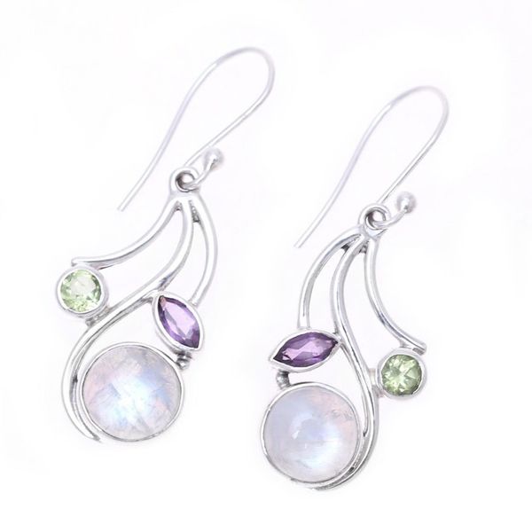 Alternate image for Multi-Gemstone Dangle Earrings from India Triple Fascination