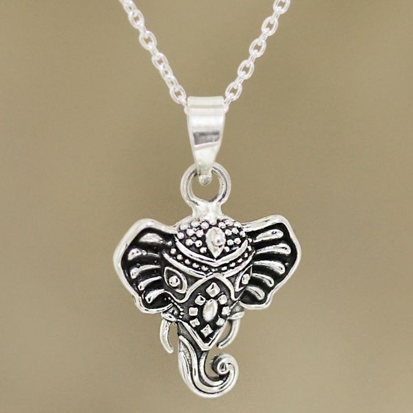 Alternate image for Sterling Silver Ganesha Pendant Necklace from India Graceful Ganesha
