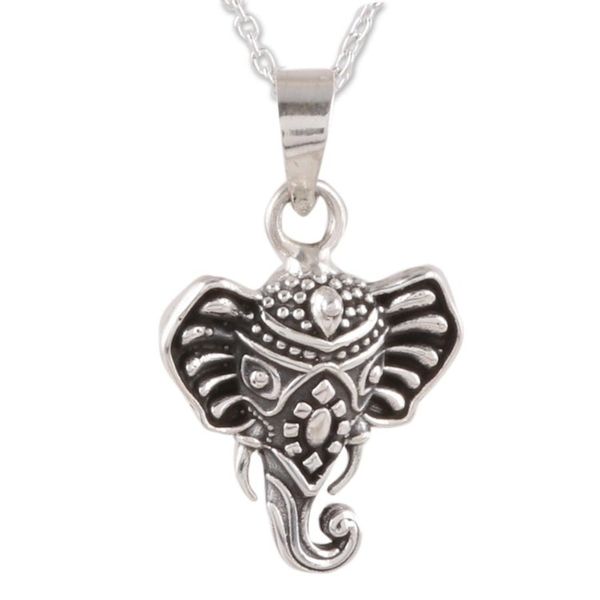 Alternate image for Sterling Silver Ganesha Pendant Necklace from India Graceful Ganesha