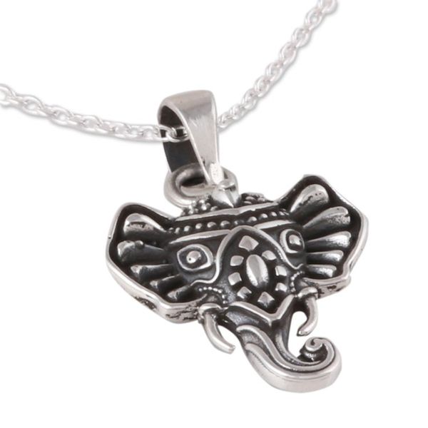 Alternate image for Sterling Silver Ganesha Pendant Necklace from India Graceful Ganesha