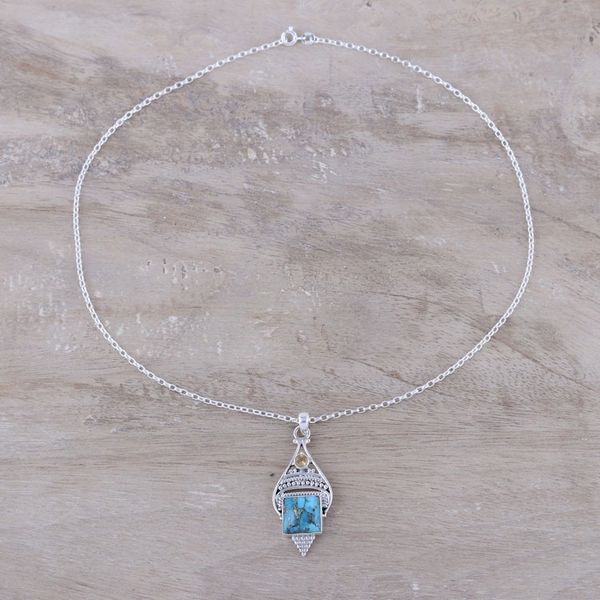 Alternate image for Citrine and Composite Turquoise Pendant Necklace from India Mythic Ocean
