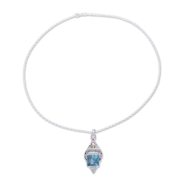 Alternate image for Citrine and Composite Turquoise Pendant Necklace from India Mythic Ocean