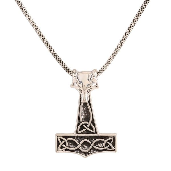 Alternate image for Fox-Themed Sterling Silver Thors Hammer Necklace from India Thor Fox