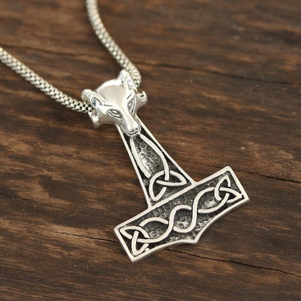 Alternate image for Fox-Themed Sterling Silver Thors Hammer Necklace from India Thor Fox