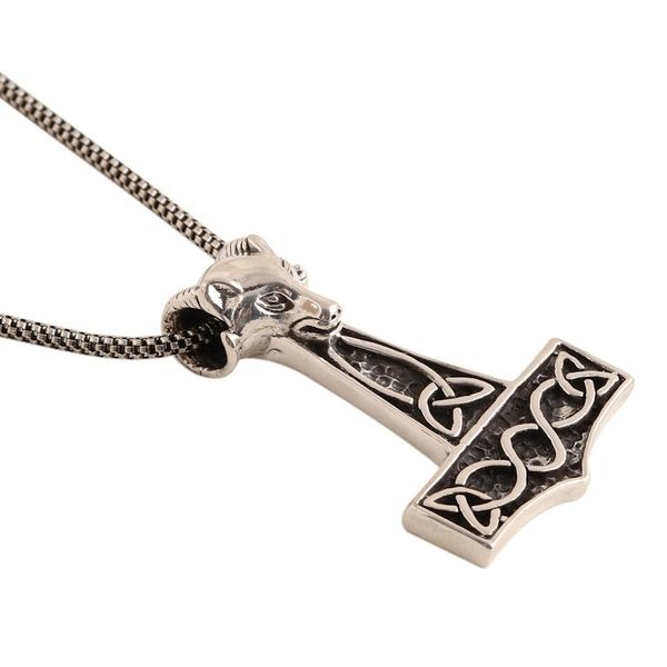 Alternate image for Fox-Themed Sterling Silver Thors Hammer Necklace from India Thor Fox