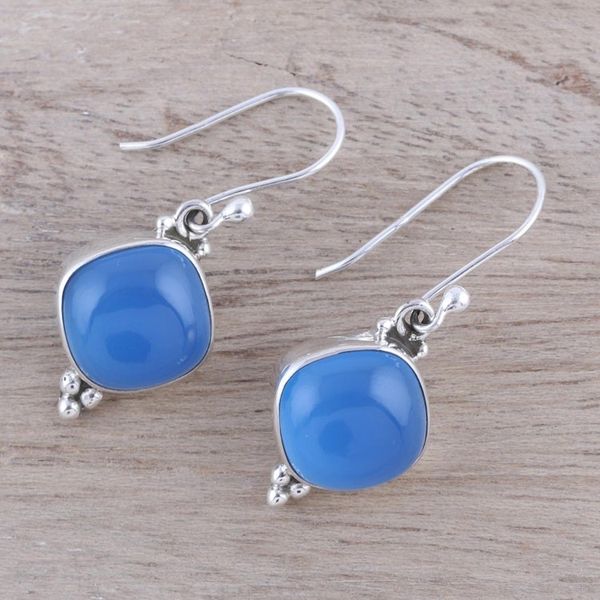 Alternate image for Chalcedony Dangle Earrings from India Gleaming Grandeur