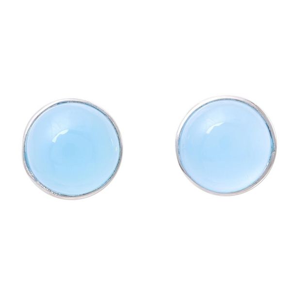 Alternate image for Chalcedony Stud Earrings in Blue from India Moonlight Peace in Blue