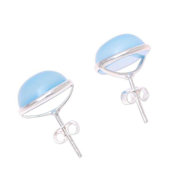 Alternate image for Chalcedony Stud Earrings in Blue from India Moonlight Peace in Blue
