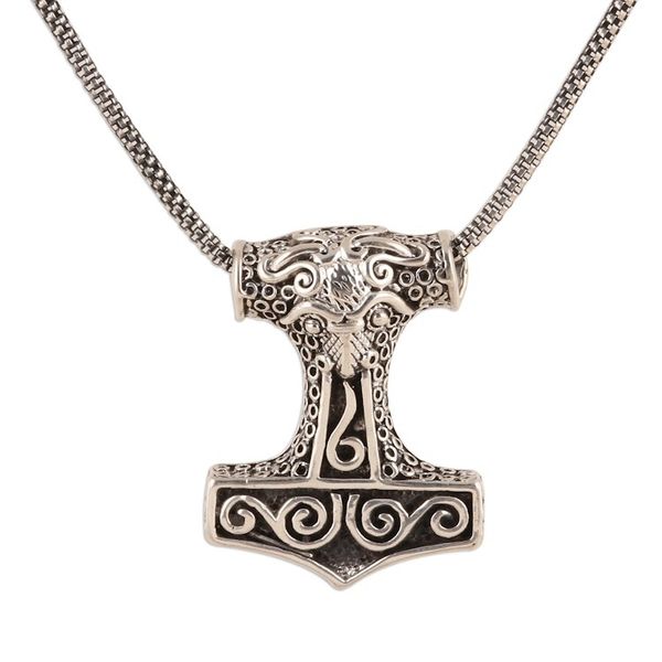 Alternate image for Bull-Themed Sterling Silver Thors Hammer Necklace Thor Bull