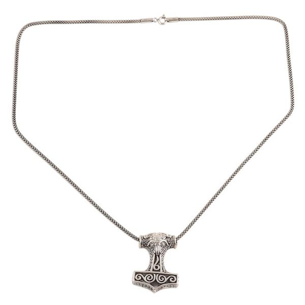 Alternate image for Bull-Themed Sterling Silver Thors Hammer Necklace Thor Bull