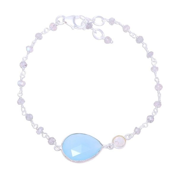 Alternate image for Chalcedony and Labradorite Pendant Bracelet from India Colorful Elegance