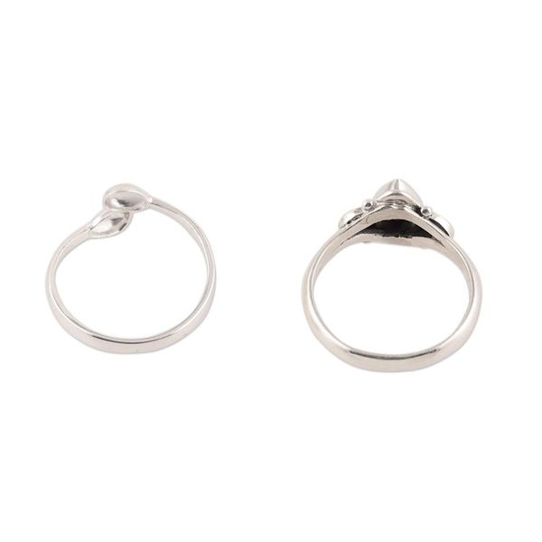 Alternate image for Amethyst and Sterling Silver Rings Crafted in India Pair Gemstone Radiance