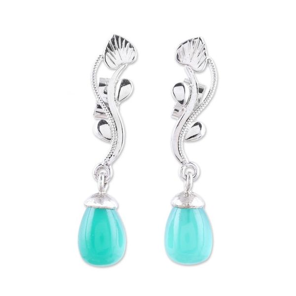 Alternate image for Green Onyx Rhodium-Plated Sterling Silver Dangle Earrings Dew on the Vine