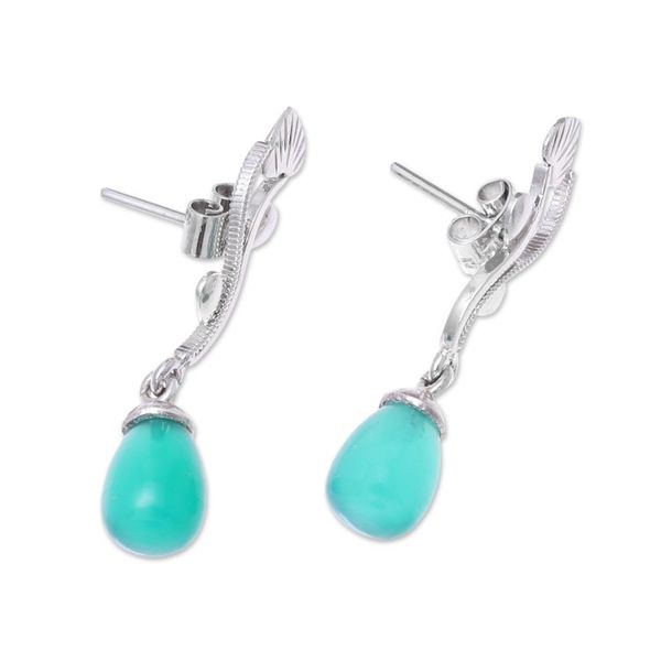 Alternate image for Green Onyx Rhodium-Plated Sterling Silver Dangle Earrings Dew on the Vine