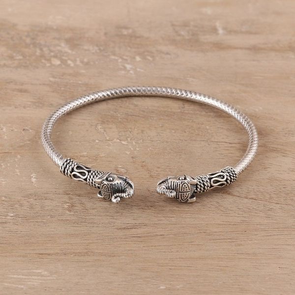 Alternate image for Elephant Sterling Silver Cuff Bracelet from India Welcome Elephant