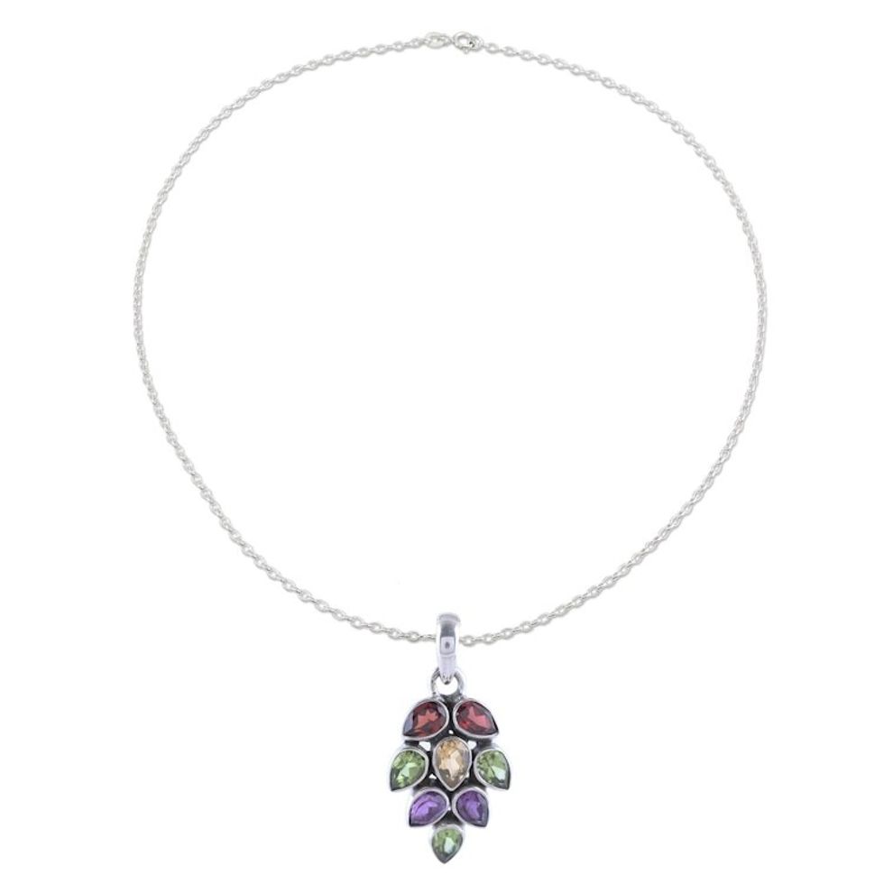 4-Carat Multi-Gemstone Pendant Necklace from India 'Sparkling Pinecone'