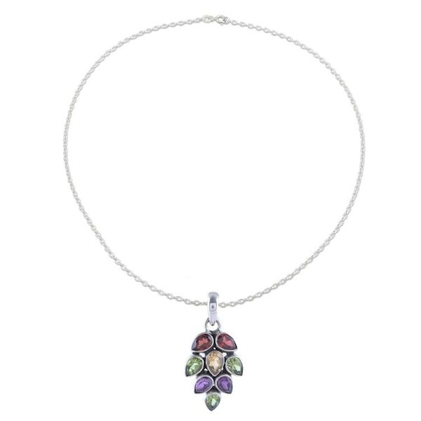 Alternate image for 4-Carat Multi-Gemstone Pendant Necklace from India Sparkling Pinecone