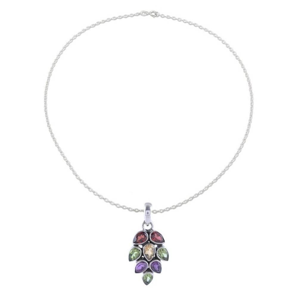 4-Carat Multi-Gemstone Pendant Necklace from India 'Sparkling Pinecone'
