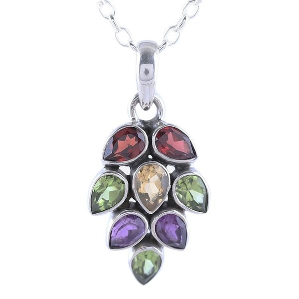 Alternate image for 4-Carat Multi-Gemstone Pendant Necklace from India Sparkling Pinecone