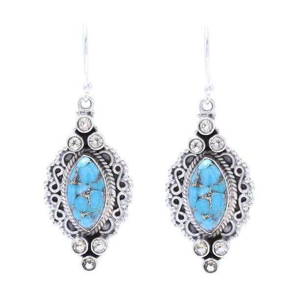 Alternate image for Citrine and Composite Turquoise Earrings from India Ocean in Sunlight