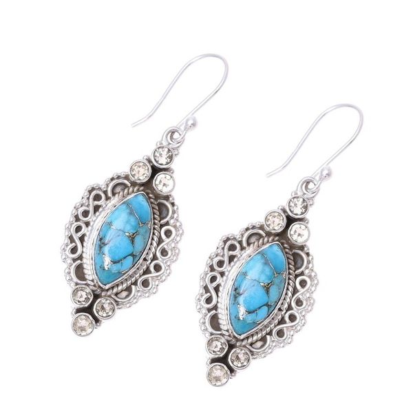 Alternate image for Citrine and Composite Turquoise Earrings from India Ocean in Sunlight