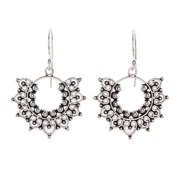 Alternate image for Handcrafted Sterling Silver Dangle Earrings from India Glorious Design