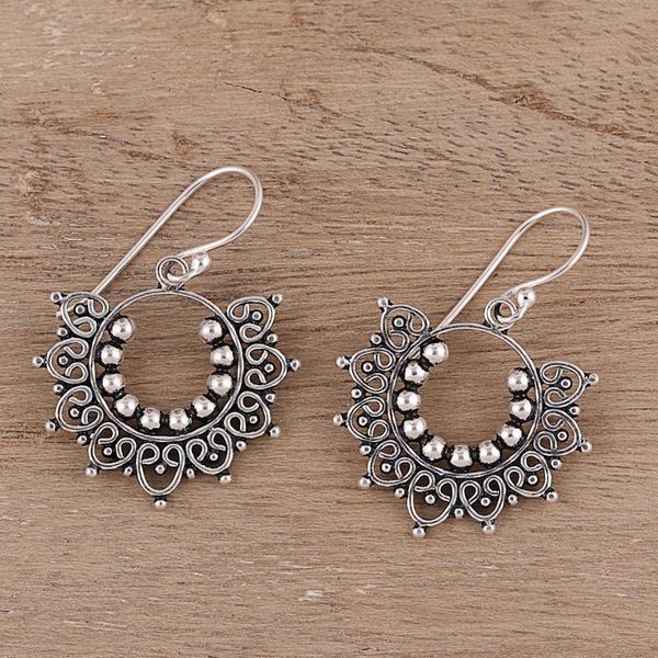 Alternate image for Handcrafted Sterling Silver Dangle Earrings from India Glorious Design