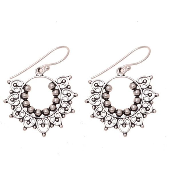 Alternate image for Handcrafted Sterling Silver Dangle Earrings from India Glorious Design