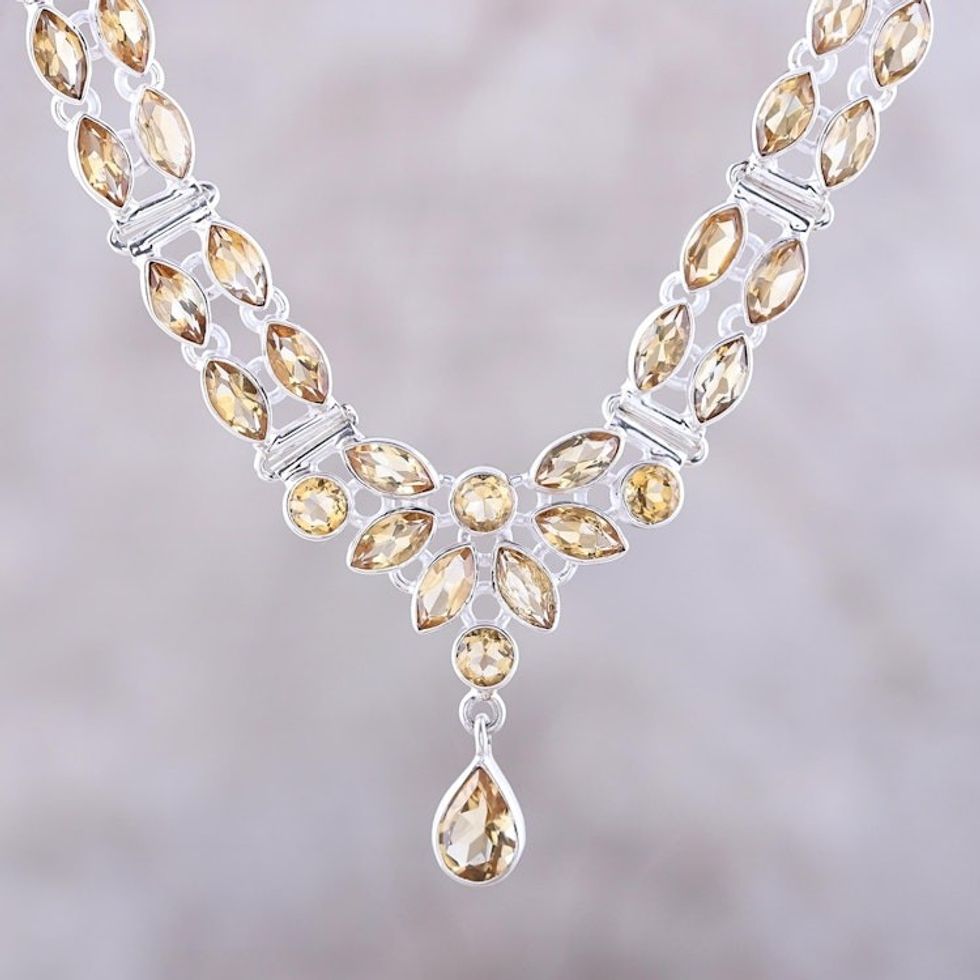 17-Carat Citrine Pendant Necklace from India 'Evening in Delhi'