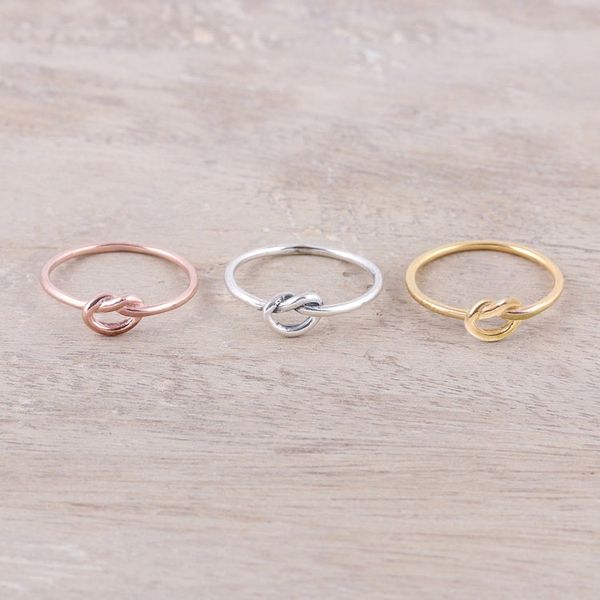 Alternate image for Gold Plated Rose Gold and Sterling Silver Band Rings 3 Heavenly Knots