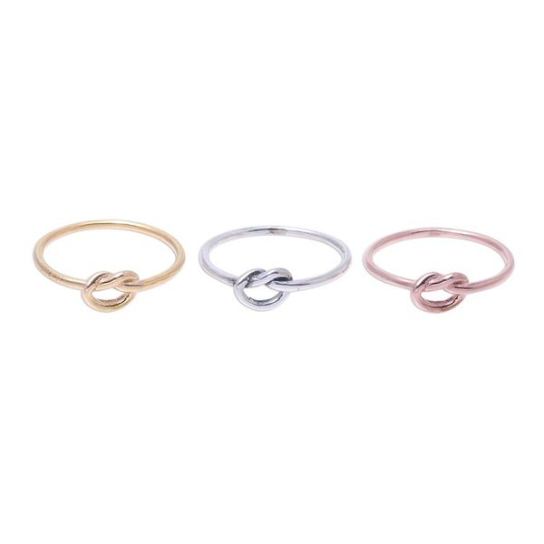 Alternate image for Gold Plated Rose Gold and Sterling Silver Band Rings 3 Heavenly Knots