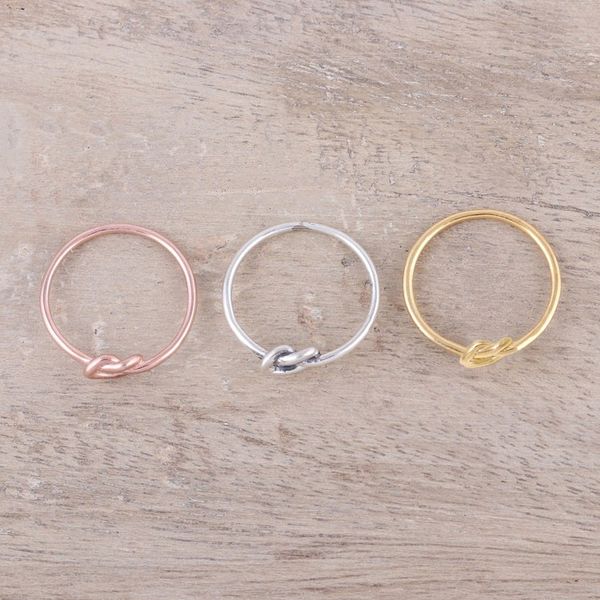 Alternate image for Gold Plated Rose Gold and Sterling Silver Band Rings 3 Heavenly Knots