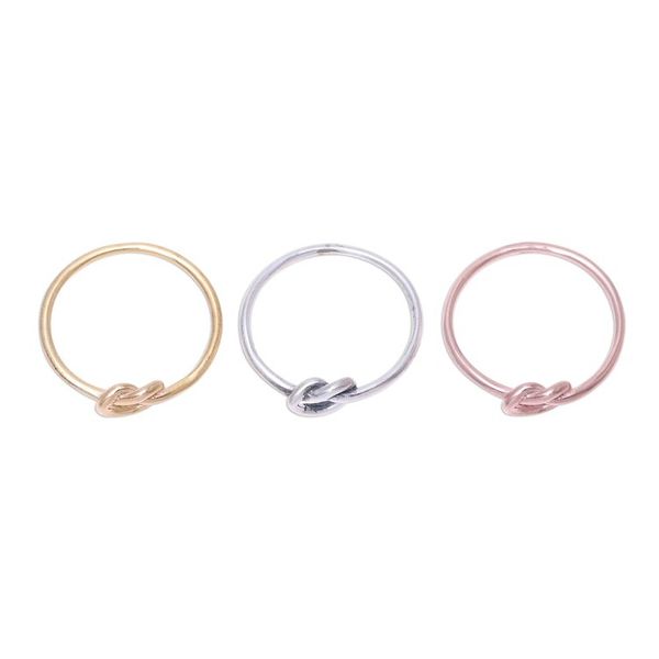 Alternate image for Gold Plated Rose Gold and Sterling Silver Band Rings 3 Heavenly Knots