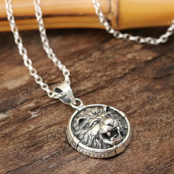 Alternate image for Sterling Silver Lion Pendant Necklace from India Lion Frame