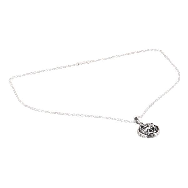 Alternate image for Sterling Silver Lion Pendant Necklace from India Lion Frame
