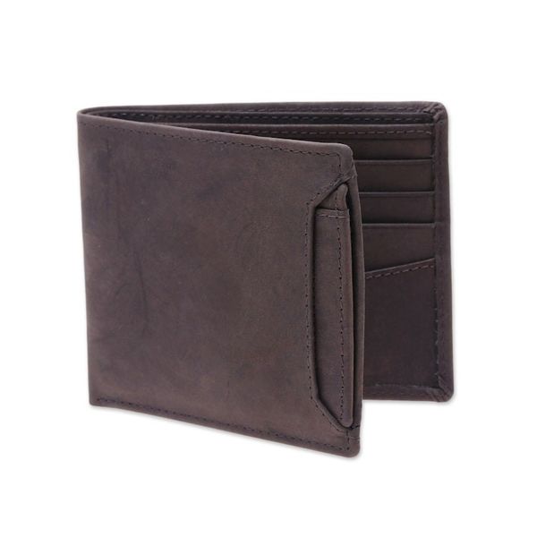 Alternate image for Mens Brown Leather Bi-Fold Wallet with Removable ID Holder Modern Essentials in Brown