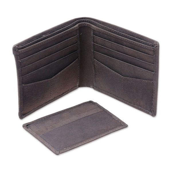 Alternate image for Mens Brown Leather Bi-Fold Wallet with Removable ID Holder Modern Essentials in Brown