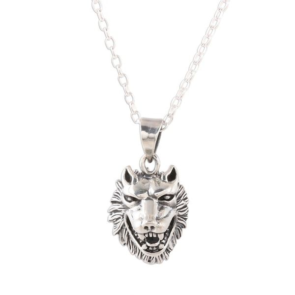 Alternate image for Sterling Silver Wolf Pendant Necklace from India Fascinating Wolf