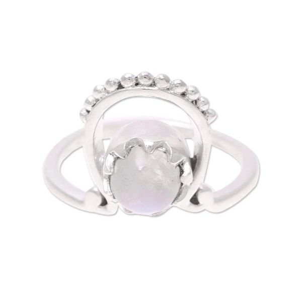 Alternate image for Handmade Rainbow Moonstone Cocktail Ring from India Morning Rainbow
